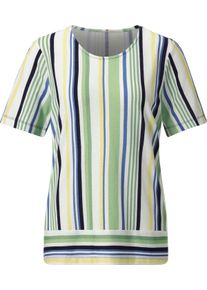 Damske Proužkovan&eacute; tričko s proužkovan&yacute;m doln&iacute;m lemem jablkov&aacute;-n&aacute;mořnick&aacute; modr&aacute;-proužek ,velikost 40