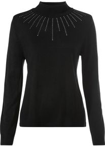 Damske Svetr se stoj&aacute;čkem s třpytiv&yacute;mi kam&iacute;nky čern&aacute; ,velikost 44