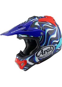 Arai MX-V EVO Stream, motocross helmet , color: Dark Blue/Turquoise/White/Red , size: XS