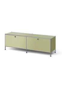 Tchibo - N&iacute;zk&aacute; kovov&aacute; skř&iacute;ňka &raquo;Cn3&laquo; s v&yacute;klopn&yacute;mi dv&iacute;řky - barva: zelen&aacute;