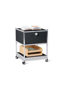 Tchibo - Kovov&yacute; odkl&aacute;dac&iacute; stolek se z&aacute;suvkou &raquo;Cn3&laquo; - barva: čern&aacute;