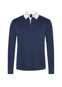 Velk&eacute; Velikosti - BOSS - Poloko&scaron;ile s dlouh&yacute;m ruk&aacute;vem a kontrastn&iacute;m l&iacute;mcem - 5XL - N&aacute;mořnick&aacute; Modr&aacute;