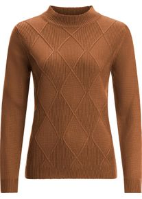 Damske Svetr se stoj&aacute;čkem s dlouh&yacute;mi ruk&aacute;vy koňakov&aacute; ,velikost 54