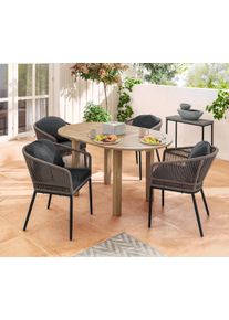 Tchibo - J&iacute;deln&iacute; křeslo s kulat&yacute;m opěradlem a textiln&iacute;m v&yacute;pletem - barva: &scaron;ed&aacute;