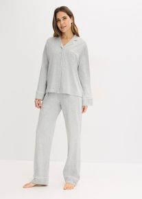 Pyžamo s visk&oacute;zou a knofl&iacute;kovou li&scaron;tou | &Scaron;ed&aacute; | Vel. 52/54 (XXL) | visk&oacute;za| bonprix