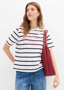 Pruhovan&eacute; triko z čist&eacute; bavlny | B&iacute;l&aacute; | Vel. 40/42 (M) | bonprix