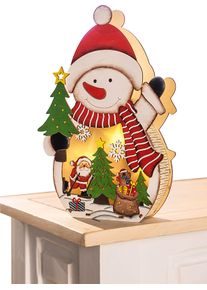 unisex Dekorativn&iacute; figurka sněhul&aacute;ka s LED osvětlen&iacute;m hněd&aacute;-pestr&aacute; ,velikost 0