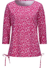 Damske Tričko s 3/4 ruk&aacute;vem s postrann&iacute;m řasen&iacute;m pink-ecru-potisk ,velikost 52