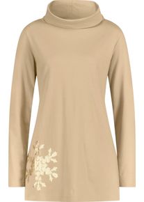 Damske Dlouh&eacute; tričko s motivem sněhov&yacute;ch vloček b&eacute;žov&aacute;-potisk ,velikost 42