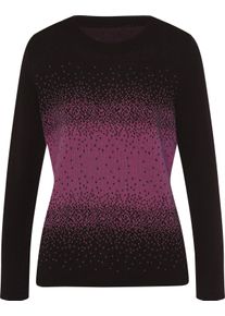 Damske Svetr s kulat&yacute;m v&yacute;střihem s odstupňov&aacute;n&iacute;m barev čern&aacute;-vřesov&aacute;-vzor ,velikost 50