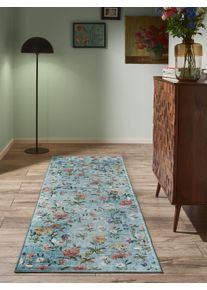 benuta Nest Běhoun Milly V&iacute;cebarevn&aacute;/Tyrkysov&aacute; 80x240 cm Rostliny a květiny