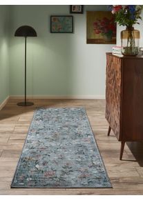 benuta Nest Běhoun Milly V&iacute;cebarevn&aacute;/&Scaron;ed&aacute; 80x240 cm Rostliny a květiny