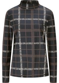 Damske Tričko se stoj&aacute;čkem s kostkovan&yacute;m vzorem čern&aacute;-taupe-kostka ,velikost 52