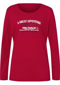 Damske Tričko s dlouh&yacute;m ruk&aacute;vem a nati&scaron;těn&yacute;m n&aacute;pisem červen&aacute;-ecru-potisk ,velikost 56