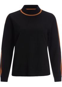 Damske Svetr se stoj&aacute;čkem a žebrovan&yacute;mi lemy čern&aacute; ,velikost 48