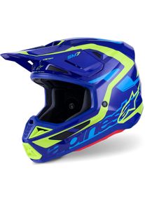 Alpinestars S-M7 Deed, motocrosshelmet , color: Blue/Light Blue/Neon-Yellow , size: XXL