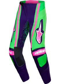 Alpinestars Techstar Nomur, textile pants , color: Dark Purple/Green/Neon-Pink , size: 38