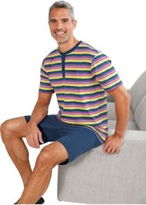 Panske Kr&aacute;tk&eacute; pyžamo s kr&aacute;tkou knofl&iacute;kovou li&scaron;tou tmavěmodr&aacute;-proužek ,velikost 60/62