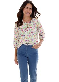 Damske Navl&eacute;kac&iacute; halenka s tulip&aacute;nov&yacute;m potiskem ecru-růžov&aacute;-potisk ,velikost 50