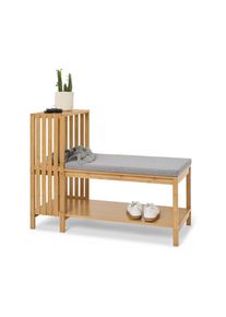 Tchibo - Lavice s botn&iacute;kem a polic&iacute; v lamelov&eacute;m vzhledu - barva: hněd&aacute;