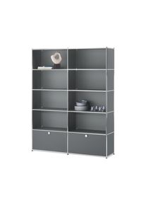 Tchibo - Reg&aacute;l CN3 se 2 v&yacute;klopn&yacute;mi dv&iacute;řky - barva: &scaron;ed&aacute;