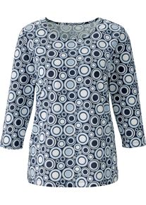 Damske Tričko s 3/4 ruk&aacute;vem a vzorem s kroužky, bavlna n&aacute;mořnick&aacute;-ecru-vzor ,velikost 42