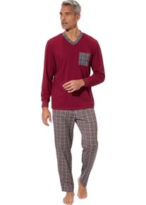 Panske Pyžamo s nakl&aacute;danou n&aacute;prsn&iacute; kapsou tmavěčerven&aacute;-antracitov&aacute; ,velikost 60/62