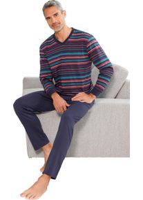 Panske Pyžamo s proužkovan&yacute;m vzorem, single žerzej n&aacute;mořnick&aacute; modr&aacute;-topasov&aacute;-proužek ,velikost 60/62