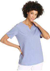 Damske Tričko s kr&aacute;tk&yacute;m ruk&aacute;vem s kontrastn&iacute;mi knofl&iacute;ky modr&aacute; ,velikost 56