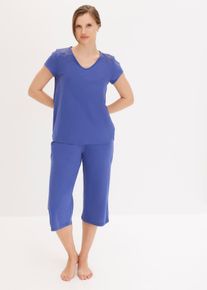 Capri pyžamo s &scaron;irok&yacute;mi kalhotami | Modr&aacute; | Vel. 56/58 (3XL) | 100% bavlna| bonprix