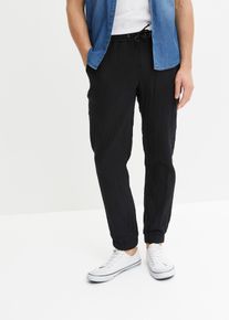Mu&scaron;el&iacute;nov&eacute; kalhoty bez zap&iacute;n&aacute;n&iacute; z čist&eacute; bavlny Regular Fit Tapered | Čern&aacute; | Vel. 68/70 (4XL) | 100% bavlna,mu&scaron;el&iacute;n| bonprix