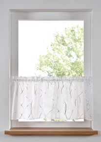Vitr&aacute;žkov&aacute; z&aacute;clona s leskl&yacute;m potiskem | B&iacute;l&aacute; | Vel. 30x90 cm | bonprix