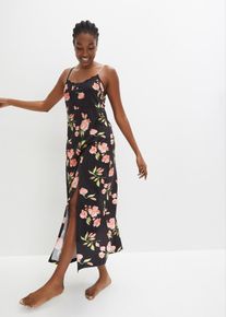 Nočn&iacute; ko&scaron;ile s krajkou a &scaron;pagetov&yacute;mi ram&iacute;nky | Čern&aacute; | Vel. 44/46 (L) | 100% bavlna| bonprix