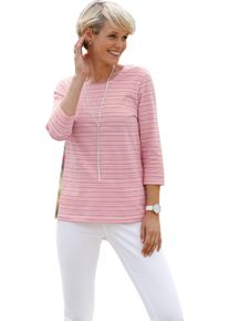 Damske Tričko s 3/4 ruk&aacute;vem a proužkovan&yacute;m vzorem starorůžov&aacute;-b&iacute;l&aacute;-proužek ,velikost 48