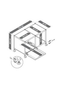 Tchibo - Kovov&yacute; odkl&aacute;dac&iacute; stolek &raquo;Cn3&laquo; s 1 v&yacute;klopn&yacute;mi dv&iacute;řky a kolečky - barva: &scaron;ed&aacute;