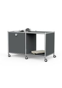 Tchibo - Kovov&yacute; odkl&aacute;dac&iacute; stolek &raquo;Cn3&laquo; s 1 v&yacute;klopn&yacute;mi dv&iacute;řky a kolečky - barva: &scaron;ed&aacute;