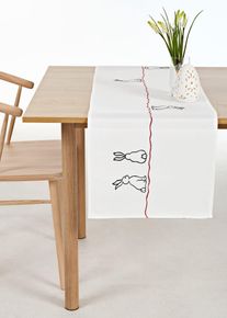 Běhoun na stůl s vy&scaron;it&yacute;mi zaj&iacute;čky | B&iacute;l&aacute; | Vel. 30x180 cm | bonprix