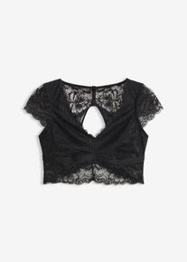 Podprsenkov&yacute; top bez kostic s květovanou krajkou | Čern&aacute; | Vel. 48/50 (XL) | bonprix