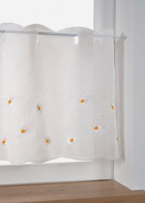 Vitr&aacute;žkov&aacute; z&aacute;clona s květinovou v&yacute;&scaron;ivkou | B&iacute;l&aacute; | Vel. 30x85 cm | bonprix