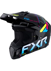 FXR Clutch Comp Rave, motocross helmet , color: Black/Pink/Yellow/Blue , size: XS