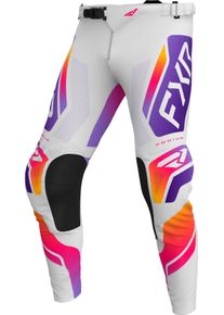 FXR Podium MX Grey, textile pants youth , color: Light Grey/Purple/Orange , size: 22
