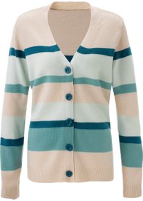 Damske Pleten&yacute; kab&aacute;tek s proužkovan&yacute;m vzorem slonov&aacute; kost-limetkovo-m&aacute;tov&aacute;-proužek ,velikost 56