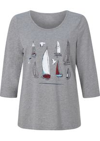 Damske Tričko s 3/4 ruk&aacute;vem a motivem plachetnice kamenn&aacute; &scaron;ed&aacute;-mel&iacute;r ,velikost 40