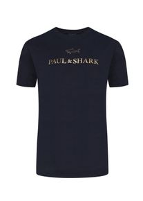 Paul & Shark Velk&eacute; Velikosti - Paul & Shark - Lehk&eacute; bavlněn&eacute; tričko s n&aacute;pisem s logem - 4XL - N&aacute;mořnick&aacute; Modr&aacute;