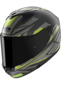 Nolan X-904 Ultra Carbon Rombo 349, full face helmet , color: Matt Carbon/Black/Dark Grey/Light Green , size: L