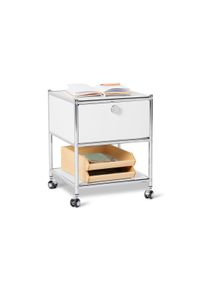 Tchibo - Kovov&yacute; odkl&aacute;dac&iacute; stolek se z&aacute;suvkou &raquo;Cn3&laquo; - barva: b&iacute;l&aacute;