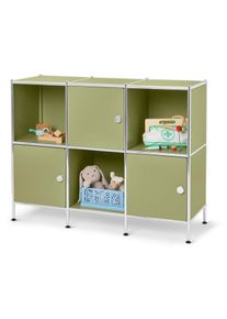 Tchibo - Kovov&aacute; odkl&aacute;dac&iacute; skř&iacute;ňka &raquo;Cn3 Kids&laquo; se 3 dv&iacute;řky - barva: zelen&aacute;