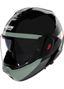 Nolan N120-1 Blocco 358, modular helmet , color: Black/Dark Grey/Green/Beige , size: M
