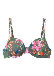 Lascana Ženy Horn&iacute; d&iacute;l plavek olivov&aacute; / oranžov&aacute; / pink 44