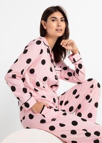 Pyžamo s knofl&iacute;kovou l&eacute;gou | Růžov&aacute; | Vel. 56/58 (3XL) | 100% bavlna| bonprix